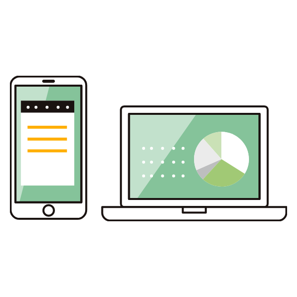 スマホとパソコンが並んだイラスト